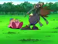 Ninja Kirby beset by the black shadow Yamikage