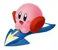 Kirby on the Steer Star from Kirby Air Ride