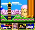 Kirby's path to the right is blocked by a tall tree trunk.