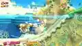 Kirby using his Water Gun on a Blipper in Kirby Star Allies