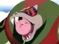Kirby resists being eaten by Red Viper with the last of his strength.