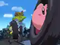 Kirby and the kids race using tires.