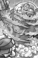 Ninja Kirby defeats the mech with pyrotechnics.