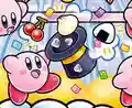 Magic Kirby spawning food in Find Kirby!! Big Gathering at the Party! (The Great Labyrinth of Mirrors)