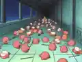 Devil Kirby making his way through Castle Dedede