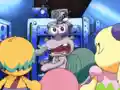 Escargoon bemoans his ruined robot and begs Tiff to help him fix it.