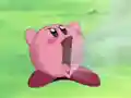 Screenshot of Kirby inhaling in Kirby: Right Back at Ya!