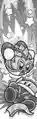 Shadow Kirby, with the Cutter ability, being attacked by Wrestler Kirby in Kirby Fighters: The Destined Rivals!!