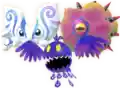In-game artwork of Team Floatrio from Super Kirby Clash, which includes Telepathos