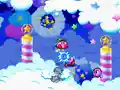 Kirby jets along the cloud-scape.