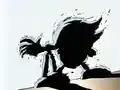 Kirby obliterates the kung-fu figure with a Smash Punch.