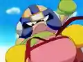 Kirby is set upon by the boxing figure.