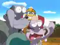 King Dedede orders Escar-droid to smack Escargoon.
