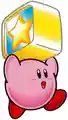 Kirby holding a Star Block from Kirby's Star Stacker (Game Boy)