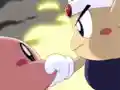Kirby and Knuckle Joe shaking hands after defeating Masher