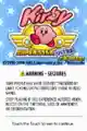 Kirby Super Star Ultra demo title screen with a seizure warning at the bottom