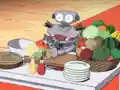 Escar-droid 2 shows off its skill by preparing a meal for King Dedede.
