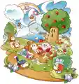 Artwork for the "Kirby Picnic" merchandise series, featuring a Pierce carrying honey to its hive