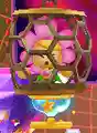 A Pull Switch attached to a cage holding one of the People of the Sky in Kirby: Triple Deluxe
