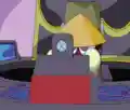 Sasuke sits in the cockpit of the Dedede float, ready to launch missiles.