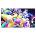 Story Mode credits picture from Kirby Star Allies, featuring Kirby calling upon everyone to defeat Void Termina