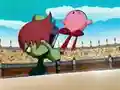 Kirby is attacked by the kung-fu master.