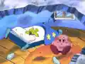 Kirby and Tokkori reel from their house being struck by a missile.