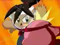 Kirby is set upon by the karate figure.