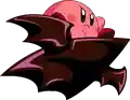 Artwork of Kirby riding atop the Shadow Star from Kirby: Right Back at Ya!
