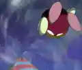 Sasuke is inhaled by Kirby.