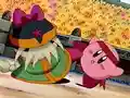 Kirby is threatened by the tai-chi master.