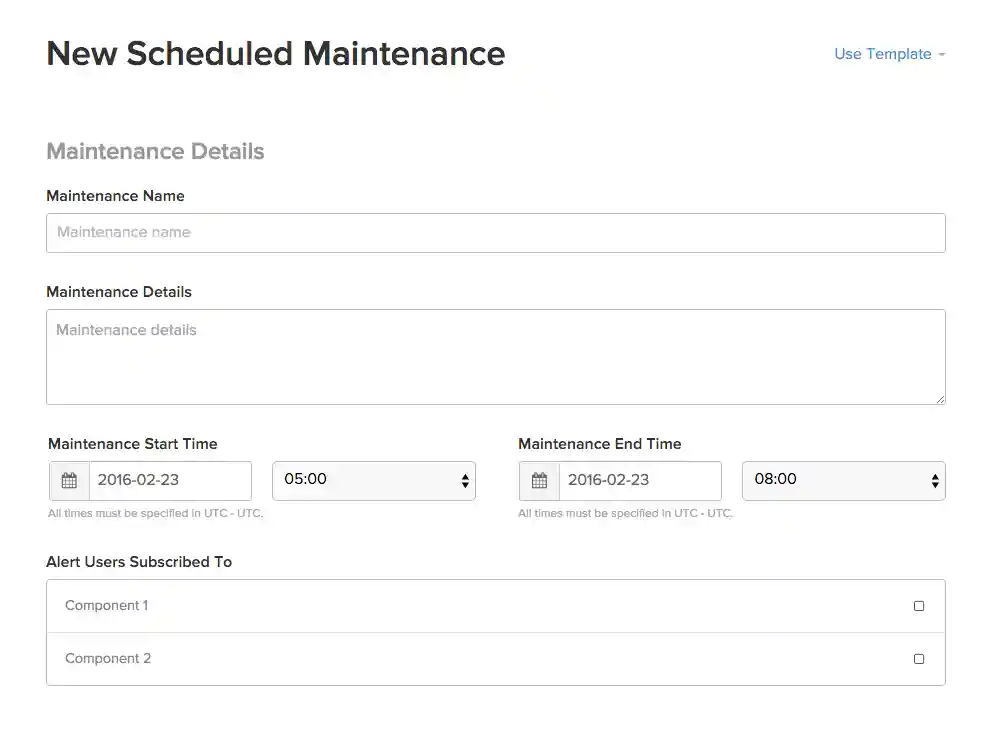 StatusPage.io scheduled maintenance