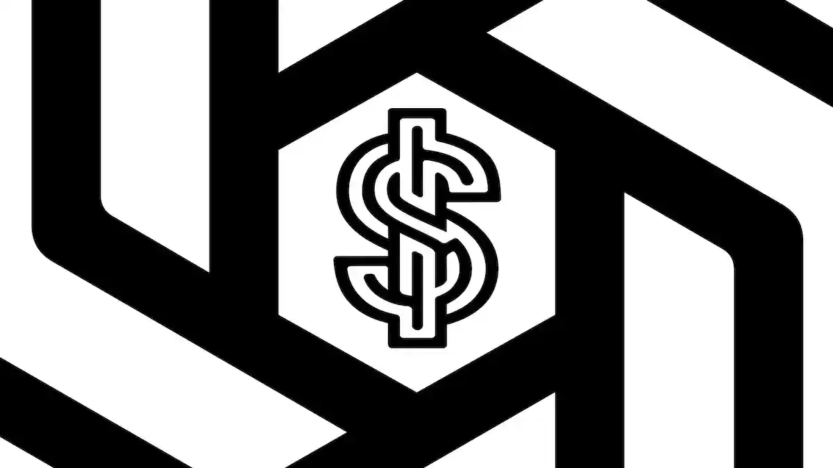 Prominent dollar sign amid geometric lines, illustrating OpenAI's shift to for-profit status