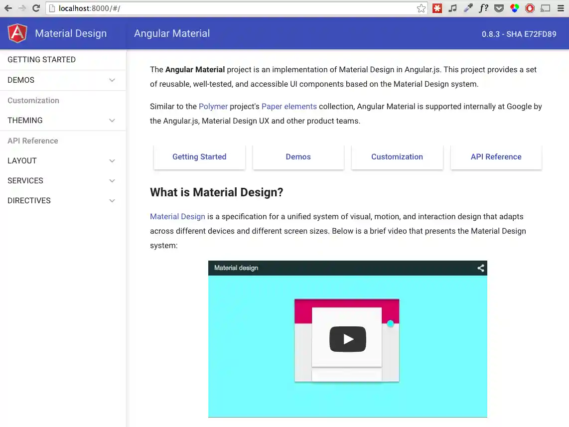 Angular Material docs website