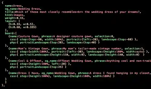 JSON syntax coloring