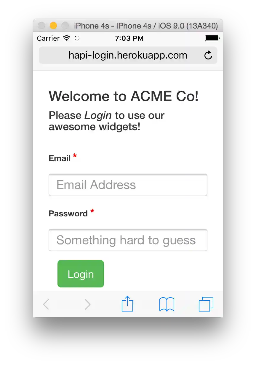 login form
