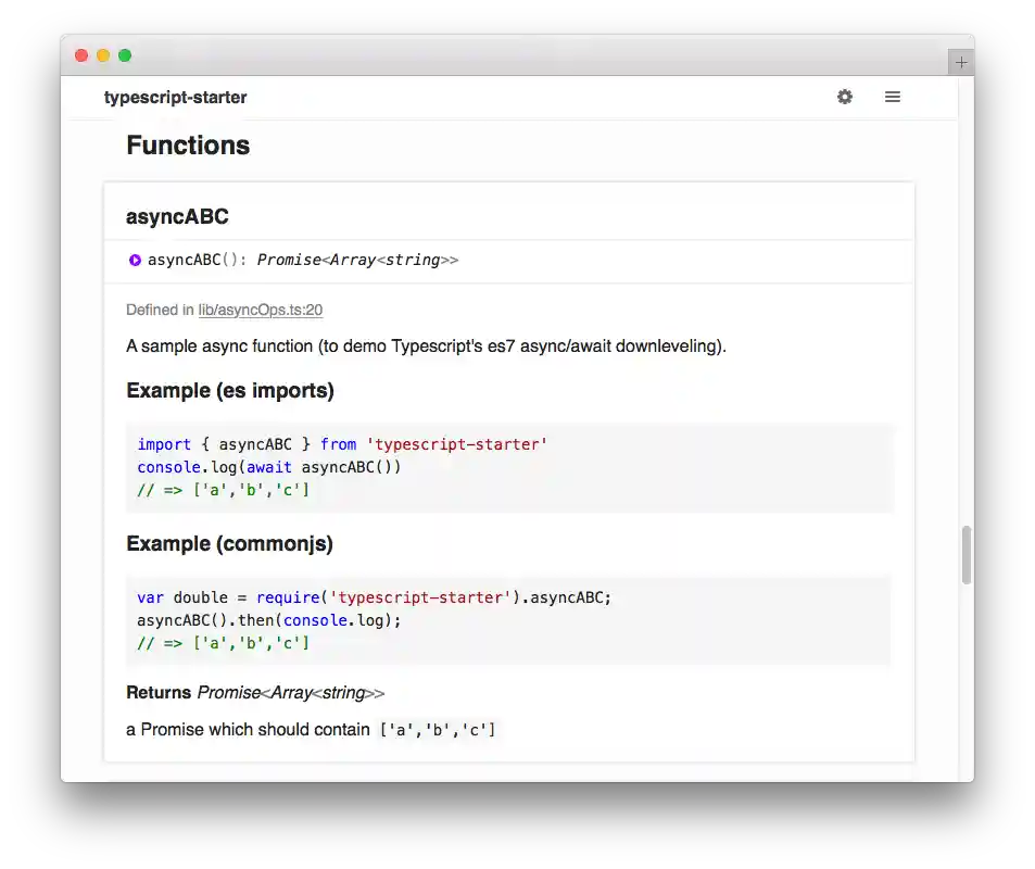 TypeDoc documentation example