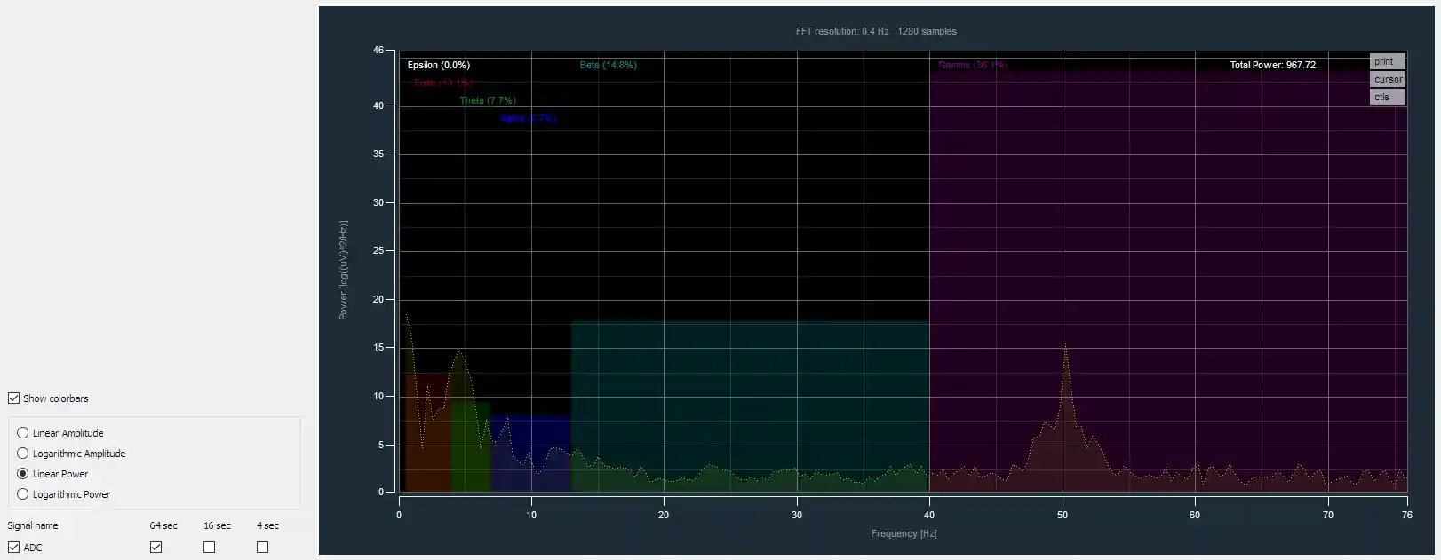 One signal, the color bars and the controls