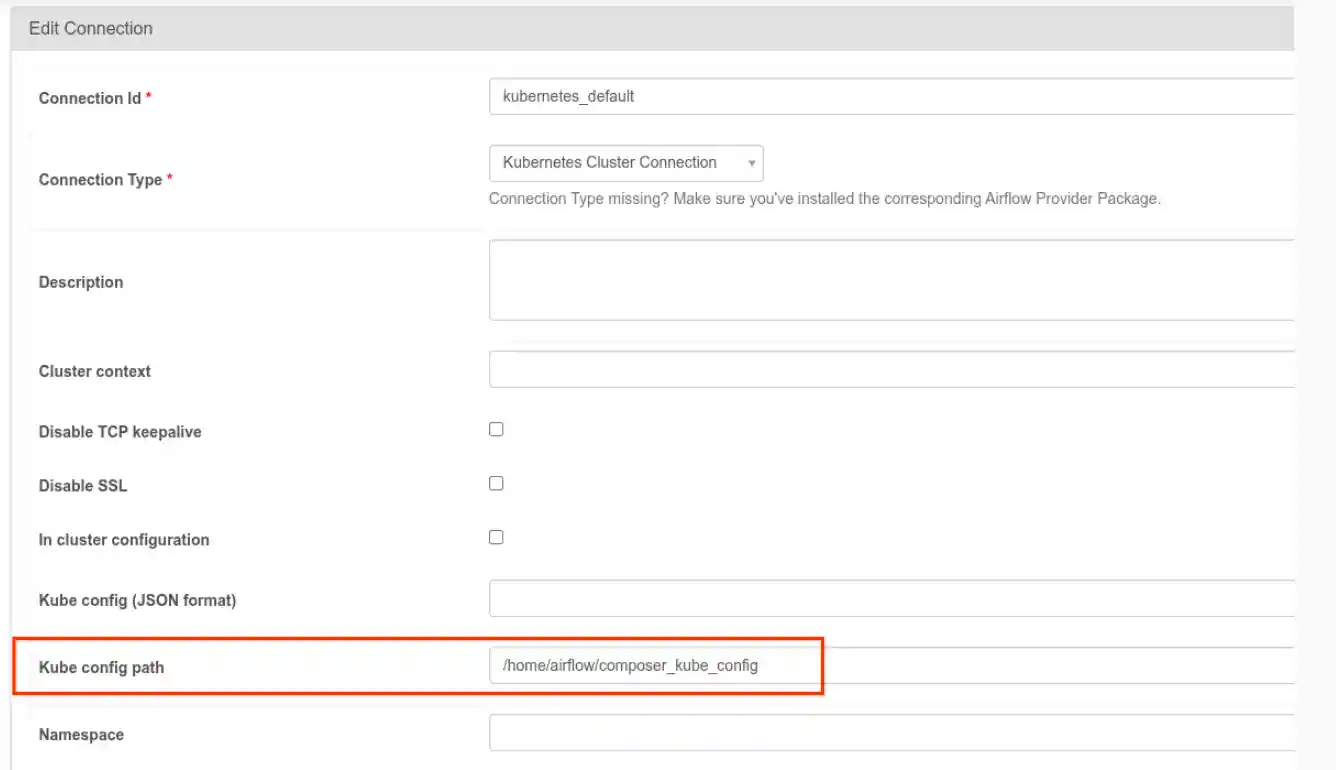 Kube config path field in Airflow UI