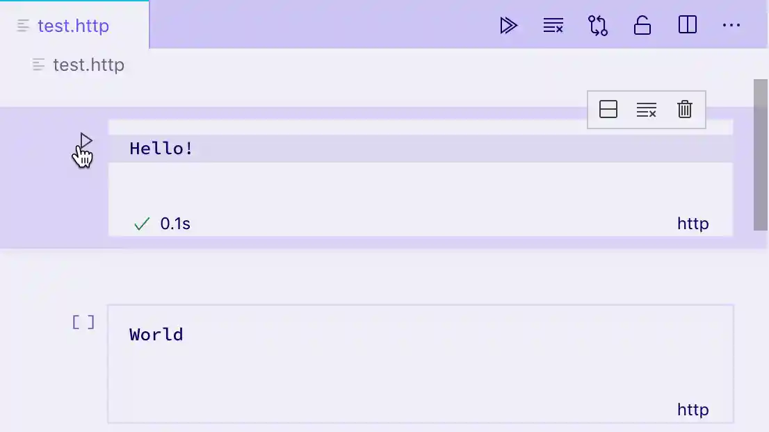 Cell with rich output showing switching between formatted HTML, a JSON editor, and an error message showing no renderer is available (application/hello-world)