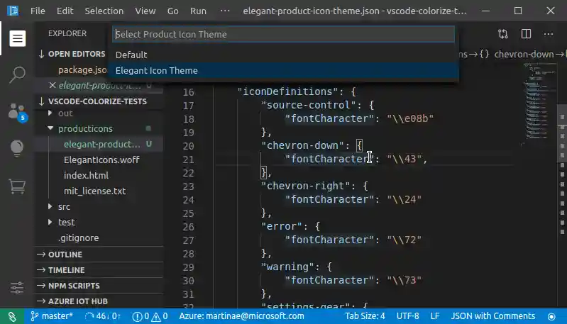 product icon theme extension point example