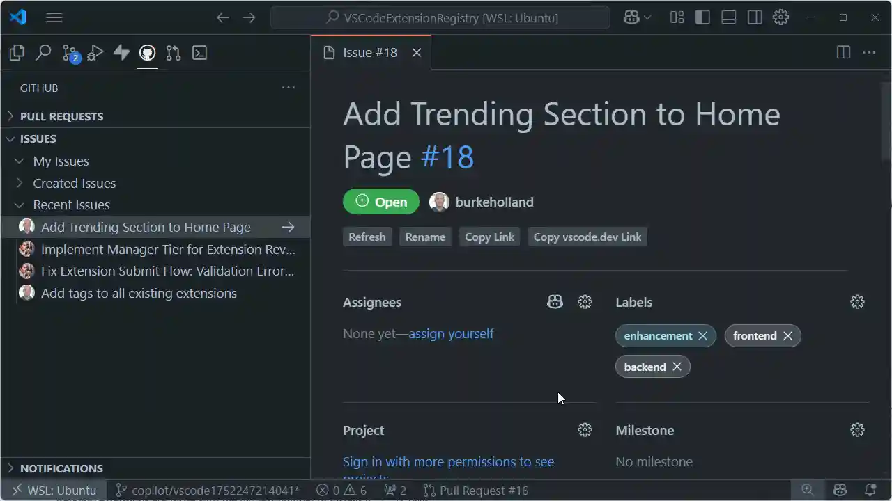 GIF showing how to assign an issue to Copilot coding agent from within VS Code.