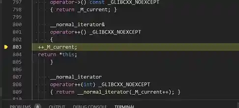 Breakpoint in gcc standard library header