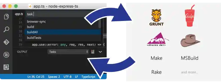 VS Code can talk to a variety of external tools