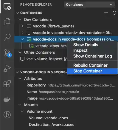 Containers Explorer screenshot