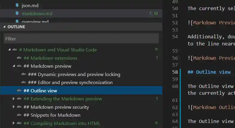 Markdown Outline view