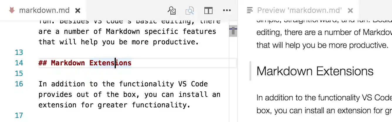 Markdown Preview editor line marker