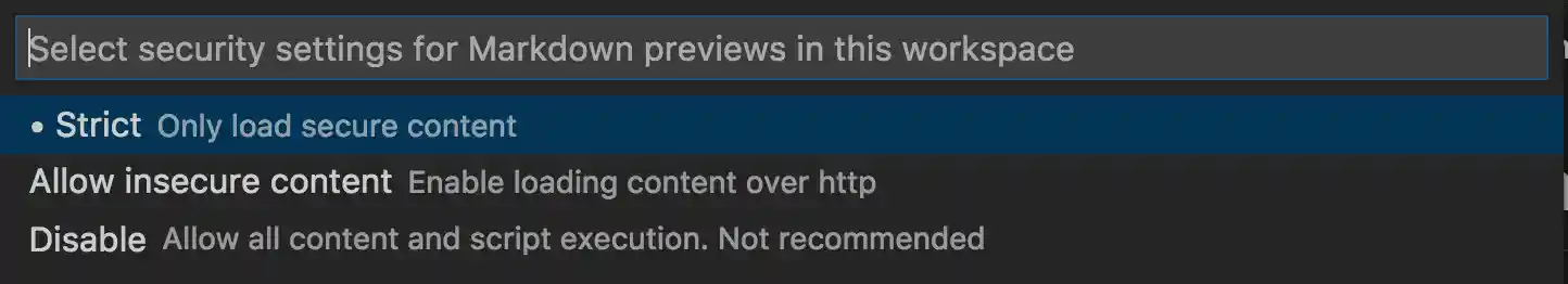 Markdown security selector