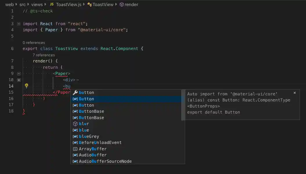 Global symbols are shown in the suggestion list