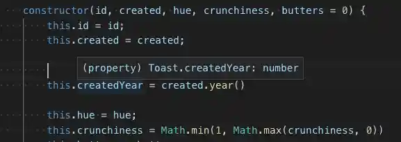 Hovering over a JavaScript variable to see its type information